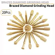 20Pcs Mix Diamond Grinding Head With Shank For Stone Polisher Dremel Rotary Tool
