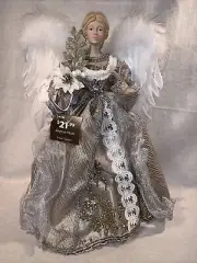 16” Angel Christmas Tree Topper. Gold And White