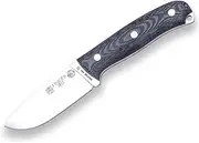 Survival Knife Joker Ursus 0CM116, Black Canvas Micarta Handle, 10 cm Blade of Böhler N695, Black Leather Sheath, Tool for Fishing, Hiking, Camping and Hiking