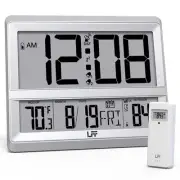 Atomic Clock Large Display, Digital Wall Clock with Indoor Outdoor Temperatur...