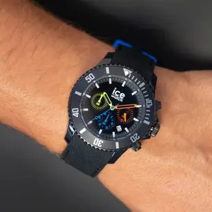 Ice Watch 三眼計時活力系列 黑錶面 40mm CH-黑色編織矽膠錶帶
