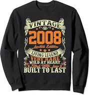 [X.Style] Vintage 2008 Legend 15th Birthday Retro 15 Year Old Men Sweatshirt ds1429 Sweater (S) Black