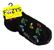 Foozys Women's Ankle Socks: Musical Notes; Black; Women's Size 9-11