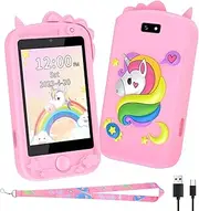 OKYUK Children's Mobile Phone, Children's Camera, Children's Smartphone, Children's Mobile Phone Toy with Phone Card, with 28 Games, Call SOS Camera, Music Alarm Clock, Unicorn Gift Toy, 3-9 Years