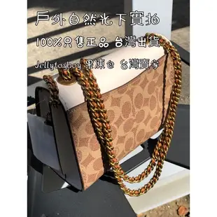 最後現貨庫存 全新正品 COACH 34256 小香山茶花 PARKER 18 老花帆布 斜背包 鏈條包