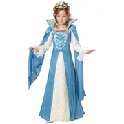 Renaissance Queen Princess Medieval Blue Gown Story Book Week Girls Costume