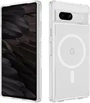 [Nexue] for Google Pixel 6A Case, MagSafe Compatible, Strongest Magnetic, Shockproof Military-Grade, Scratch-Resistant Back, Slim Mag Safe Thin Bumper Phone Cover for Google Pixel 6A,Clear