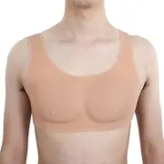 DKULMN Silicone Fake Chest Vest - Realistic Silicone Fake Chest Muscles, Arm Silicone Muscle Half Body High Collar Muscles for Cosplay Masquerade Costume,Nude