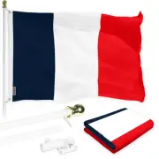 6 Feet Tangle Free Spinning Flagpole (White) Navy Blue NEW France French