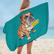 Funny Sleepy Bulldog Microfiber Beach Towel