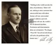 PRESIDENT CALVIN COOLIDGE "PERSISTENCE" QUOTE AUTOGRAPHED 8X10 PHOTO