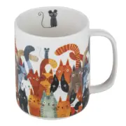 Ashdene 400ml Quirky Cats Photobomb Coffee Drinking Tea Cup Mug New Bone China