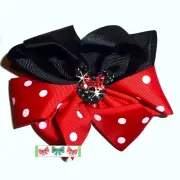 Puppy Bows ~ Minnie Mouse red dots giant 5" octopus dog bow bands or barrette