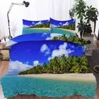 Beautiful White Clouds Beach 3D Quilt Duvet Doona Cover Set Pillow case Print
