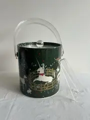Vintage Cera Hunt of the Unicorn Ice Bucket Lucite Lid Handle
