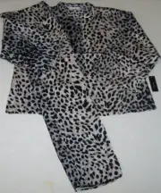 NWT Natori Silver Gray/Black WILD CHEETAH Leopard Silky Pajama/Lounge Set 2X