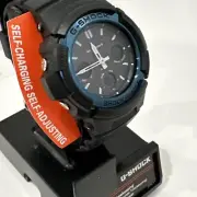 Casio G-Shock Men's Solar Blue Dial Black Resin Strap 46mm Watch AWGM100A-1A