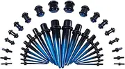 [Longbeauty] 18 Pairs Ear Stretcher Set, Ear Acrylic Stretching Kit, Piercing Tapers, Bone Bar Stretching Set, 1.6 mm - 10 mm, Acrylic
