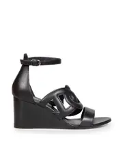 Black Nappa Brisbane Wedge Sandals