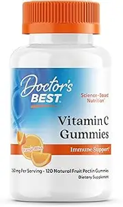 Doctor's Best Vitamin C Gummies, 250mgper serving, 120ct, Great tasting Immune & Antioxidant Support Supplement, Natural Fruit Pectin, Vegan, Gluten Free
