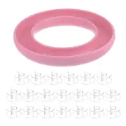 Silicone Bobbin Ring Holder and 20 Plastic Bobbins Set, Pink & Transparent