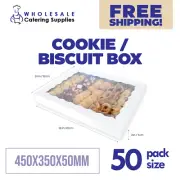 50x Cookie/Biscuit Box w Window White 450x350x50mm Loyal Bakeware FREE SHIPPING