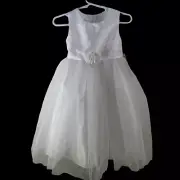 Marmellata Girls' White Dress Sheer Tulle Party Holiday Dress Size 2T