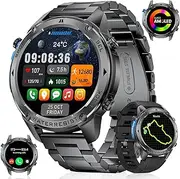 Men's Smartwatch with GPS, Compass, Barometer Print, Altimeter, 1.43 Inch AMOLED Display, 170+ Sports Modes, 5ATM Waterproof, 45+ Day Battery, Military Smartwatch Stainless Steel for Android iOS (2