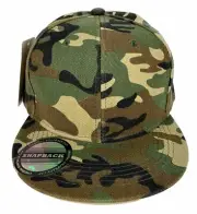 Camouflage Forest Camo Flat Bill Snap Back Ball Cap Embroidered Hat Adjustable