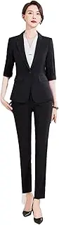 [Generic] Women Pants Sets for 2 Piece Set Half Sleeve Blazer & Trousers Suits Elegant Business Outfit