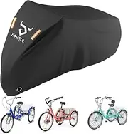 75L x 30W x 44H Inch Adult Tricycle Cover, Heavy Duty 420D Waterproof Windproof Dustproof Electric Trike Cover, Outdoor Storage 3 Wheeled Bike Cover