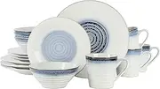Gibson Elite Spiral Reactive Embossed Dinnerware Set - Blue, Service for Four (16pcs)