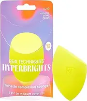 Real Techniques Hyperbright Complexion Sponge - Blending, Foundation Application, Full Face Makeup - Oval with Triangular Tip - Synthetic - Yellow