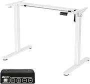 ERGOMAKER Height Adjustable Standing Desk Frame, Electric Sit Stand Desk Base with Automatic Memory Smart Handset (White Frame, Without Desktop)