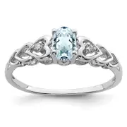 Sterling Silver Rhodium-Plated Aquamarine & Diam. Ring