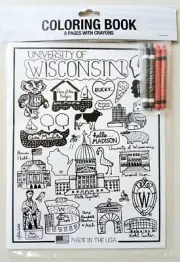 University of Wisconsin Coloring Book by Julie Gash, Includes 4 Crayons