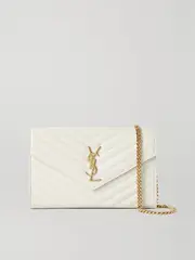 [SAINT LAURENT] SAINT LAURENT - Cassandre Chain Matelassé Textured-leather Wallet - Cream - One size One size Cream
