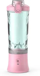 Portable Blender, 600ml Personal Size Juicer Machine, Smoothie Blender with Six Blades, USB Rechargeable Juicer Cup for Travel, Gym, Outdoors, and Home (pink)