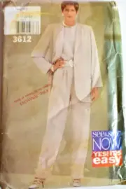 BUTTERICK PATTERN 3612 JACKET PANTS TOP MISSES SIZES 18 20 22 UNCUT