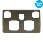 QCE Double Powerpoint + Extra Switch Aluminium Brushed Silver Metal Cover