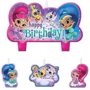 Shimmer and Shine Birthday Candles - Set of 4