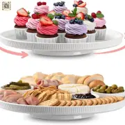13'' Large Serving Platter, 2-Pack, 360°Rotatable Cake Stand with Base