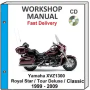 YAMAHA XVZ1300 ROYAL STAR CLASSIC TOUR 1999 - 2009 SERVICE REPAIR SHOP MANUAL CD