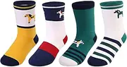 [Harrison Howard] 4 - Pack Toddler Socks Athletic Equestrian Socks for Children Youth Boy