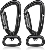PANDENGZHE 2 Pack Locking Carabiner Clip 2.5" with Swivel Ring for Securing Pets, Dog Leash Harness, Camping, Hiking, Keychains