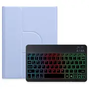 360 Degree Rotatable Bluetooth Keyboard Leather Case With Three Colour Backlight Light Purple For Ipad 10Th Gen 10.9 2022 Keyboards