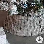 Dawsons Living Christmas Tree Skirt - Wicker Christmas Tree Trunk Basket Guard - Ideal for Trees 7ft and Below (57cm)