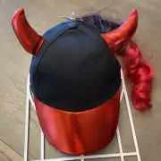 Devil Horn Snapback Baseball Cap With Ponytail Novelty Halloween Youth