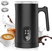 ABDULWEN Milk Frother and Steamer, 460ML Detachable Hot Chocolate Maker, 4 in1 Electric Milk Warmer, Hot Cocoa Maker, Hot/Cold Foam Maker, 400W Automatic Foam Maker with Cleaning Brush