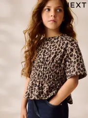 Leopard Shirred Waist T-Shirt (3-16yrs) (AK2084) | $22 - $33